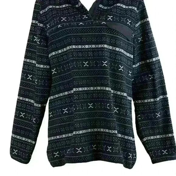 Jachs Cabin New York Fair Isle Black Fleece Pullover Size Medium - Picture 6 of 9